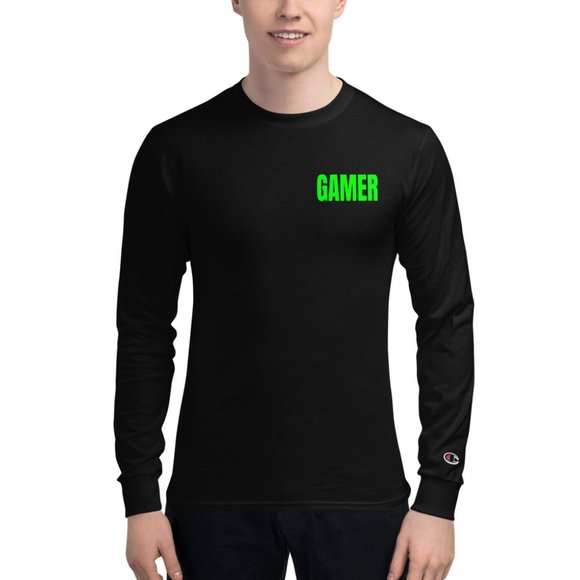 Gamer Long Sleeve Shirt Mens Medium Black w/ Lime - Picture 1 of 1